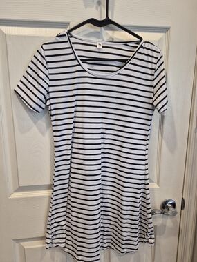 3/30 Striped Black and White Mini Dress - Casual Short Sleeve